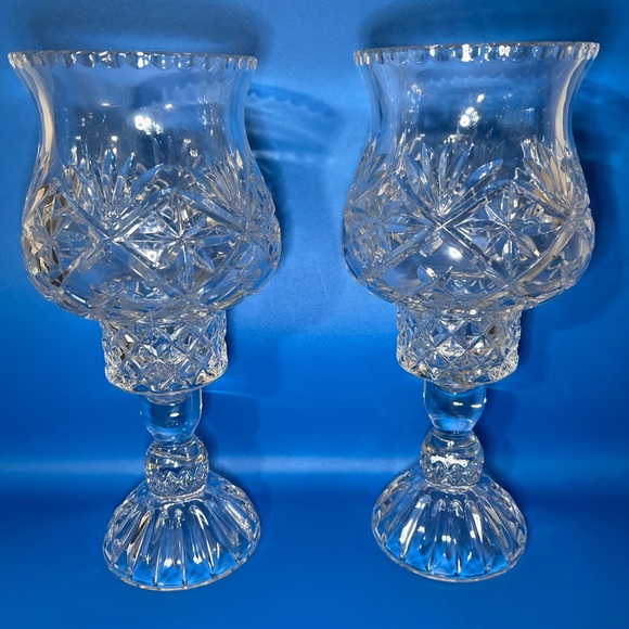 Other - Elegant Crystal hurricane Candle Holders vintage‎